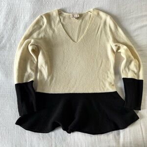 Banana Republic Cashmere Wool Blend Colorblock Peplum Sweater, Small